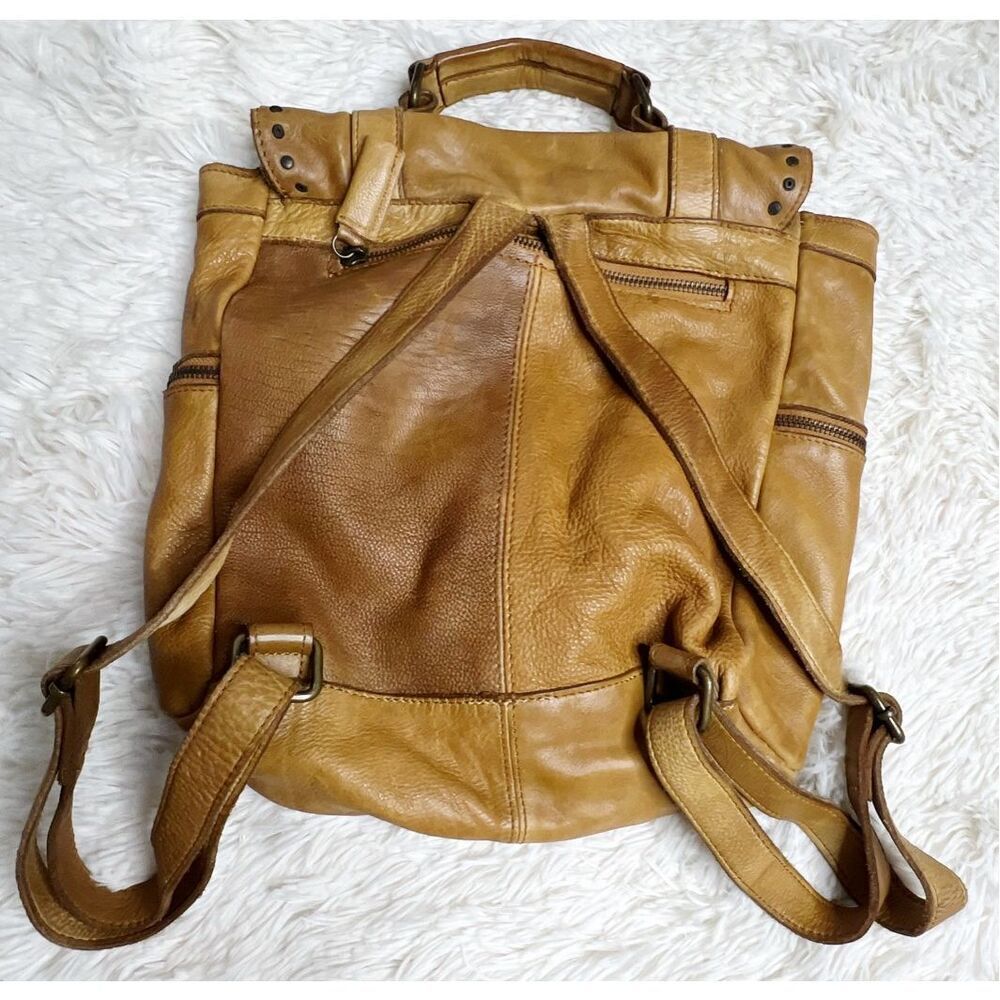 Sugar Boo Brown Soft Leather Studded Backpack Camel Boho - Picture 6 of 6
